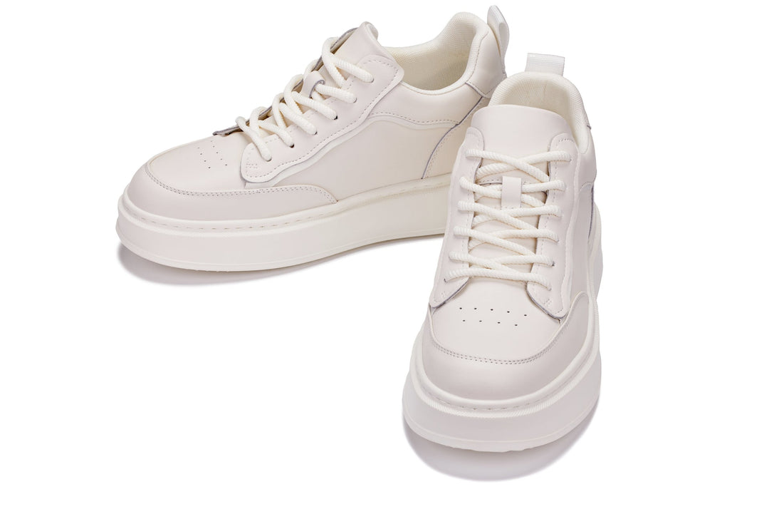CALTO - Q431 - 2.6 Inches Taller Lightweight (Cream/White Sole) - Chunky Sole Sneakers