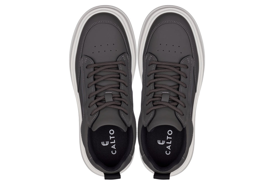 CALTO - Q432 - 2.6 Inches Taller Lightweight (Grey/White Sole) - Chunky Sole Sneakers