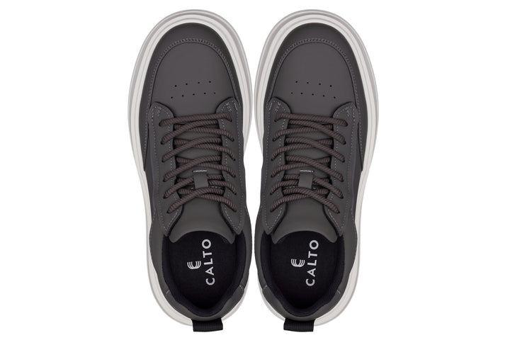 CALTO - Q432 - 2.6 Inches Taller Lightweight (Grey/White Sole) - Chunky Sole Sneakers