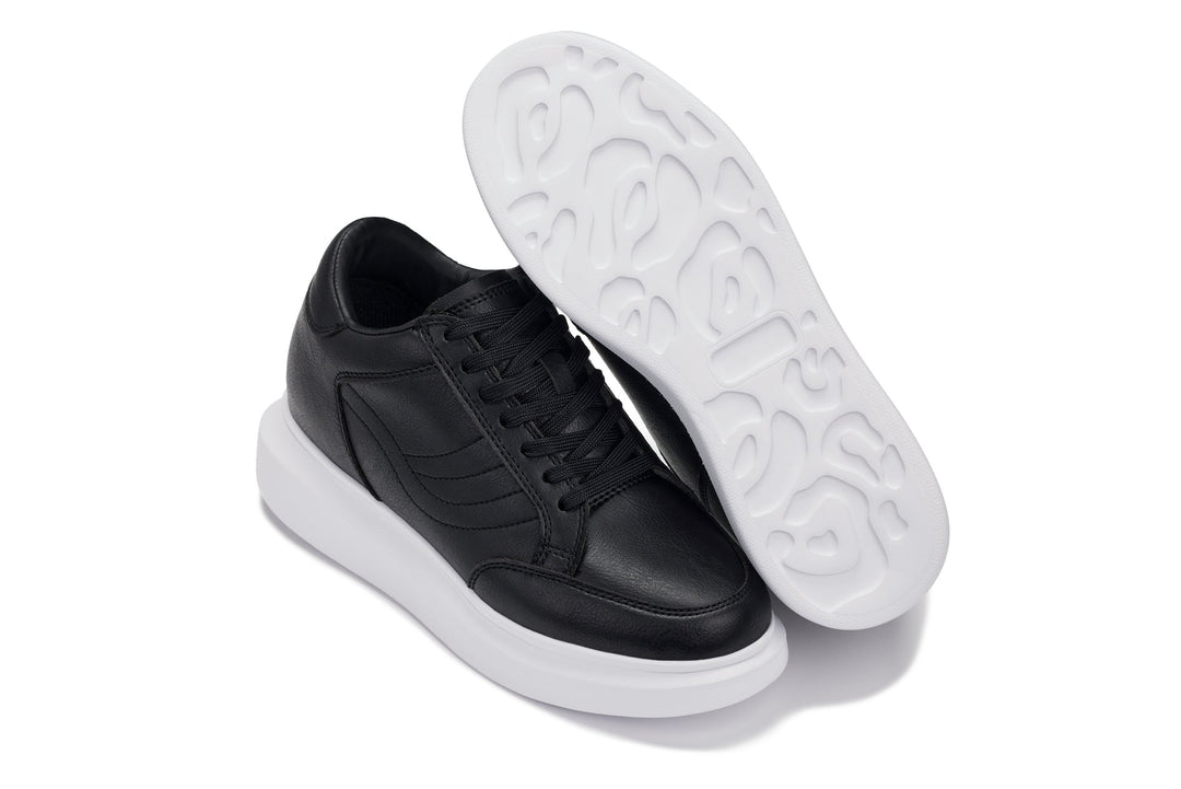 CALTO - Q510 - 2.6 Inches Taller Lightweight (Black/White Sole) - Chunky Sole Sneakers