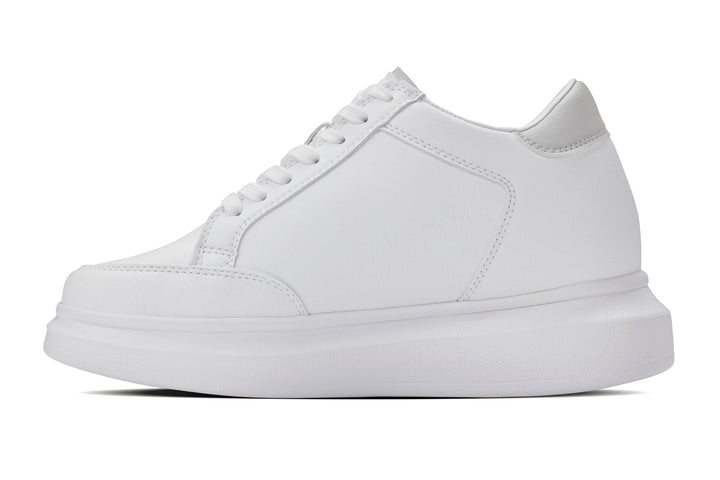 CALTO - Q512 - 2.6 Inches Taller Lightweight (Pure White/White Sole) - Chunky Sole Sneakers