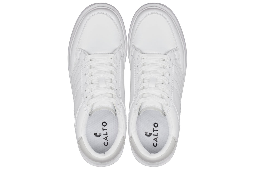 CALTO - Q512 - 2.6 Inches Taller Lightweight (Pure White/White Sole) - Chunky Sole Sneakers