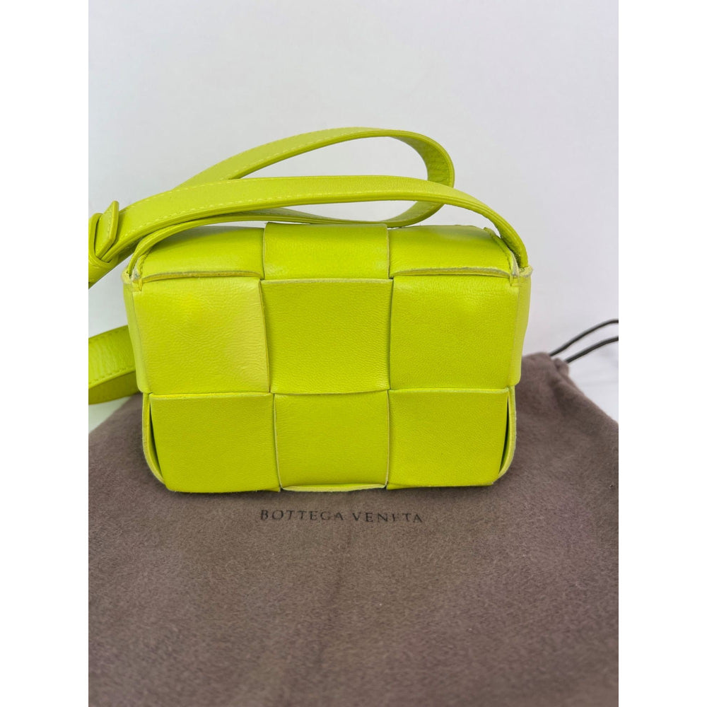 Bottega Veneta Mini Cassette lime green lambskin crossbody bag – STORE 7994
