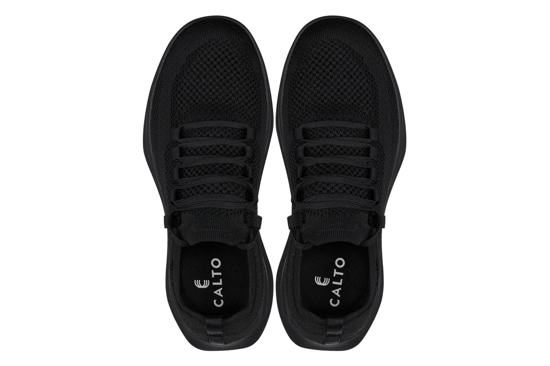 CALTO - QA060 - 2.4 Inches Taller (Black/Black Sole) - Lightweight Knitted Sneakers