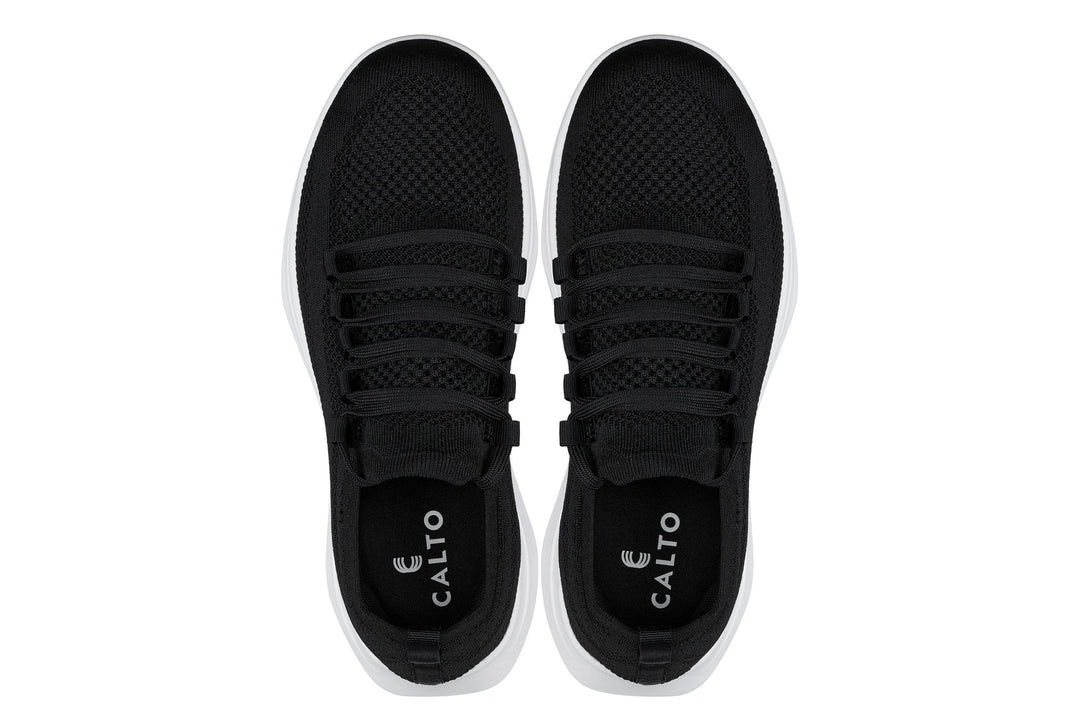 CALTO - QA062 - 2.4 Inches Taller (Black/White Sole) - Lightweight Knitted Sneakers