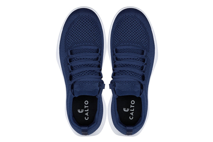 CALTO - QA063 - 2.4 Inches Taller (Navy/White Sole) - Lightweight Knitted Sneakers
