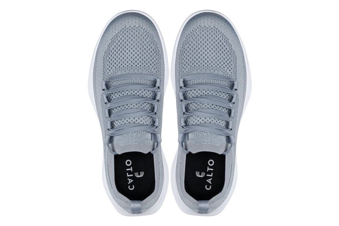 CALTO - QA065 - 2.4 Inches Taller (Grey/White Sole) - Lightweight Knitted Sneakers