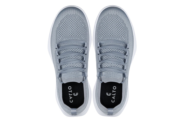 CALTO - QA065 - 2.4 Inches Taller (Grey/White Sole) - Lightweight Knitted Sneakers