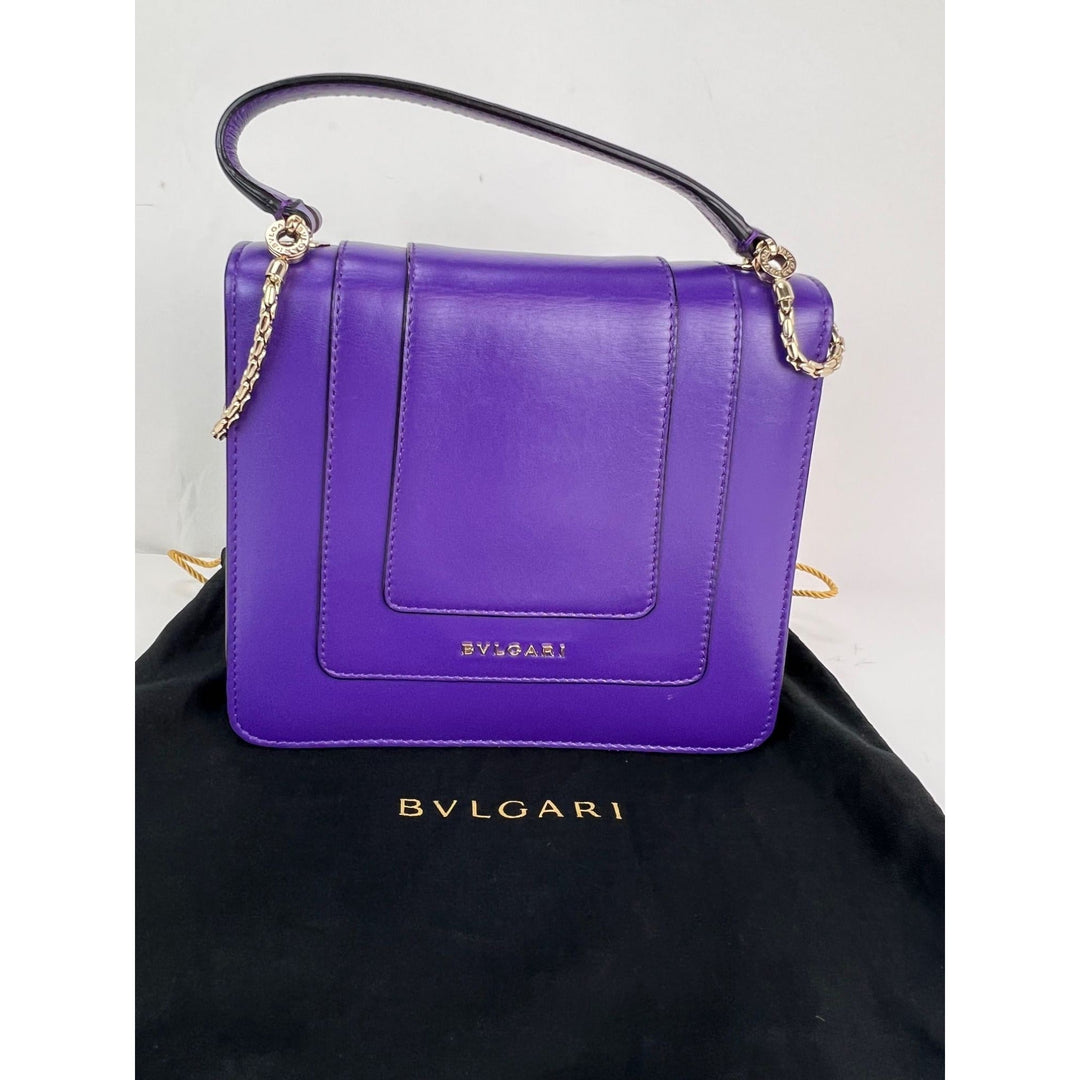 Bvlgari Calfskin Serpenti Forever Purple Top Handle Crossbody Bag