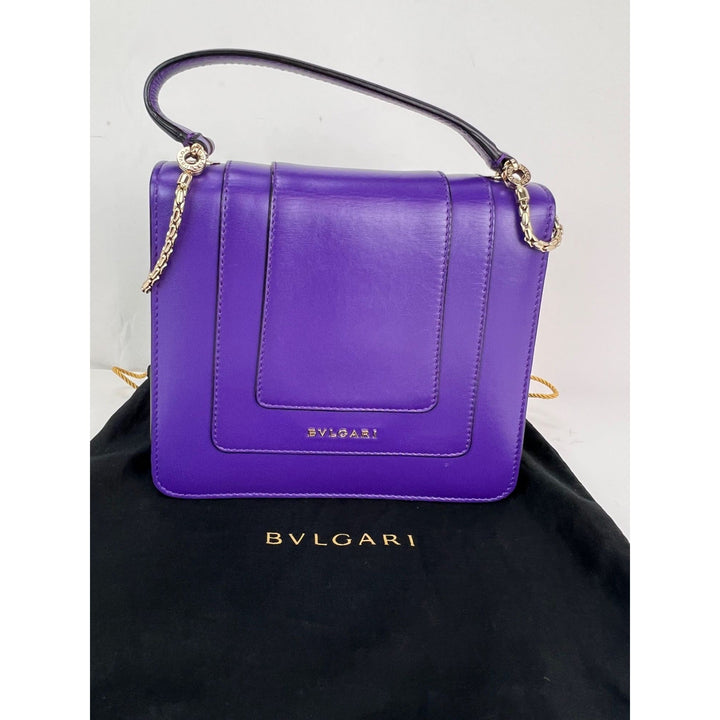 Bvlgari Calfskin Serpenti Forever Purple Top Handle Crossbody Bag