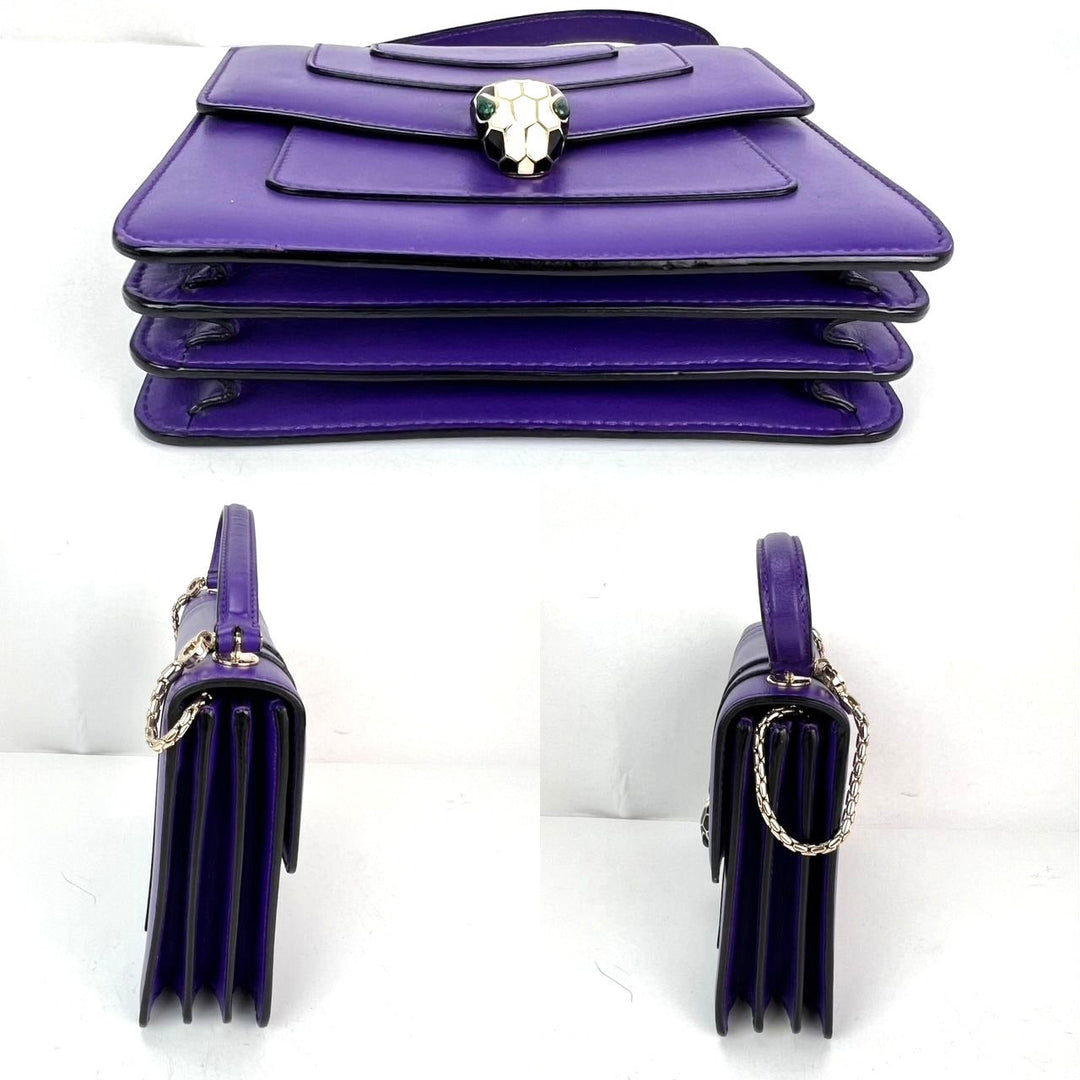 Bvlgari Calfskin Serpenti Forever Purple Top Handle Crossbody Bag