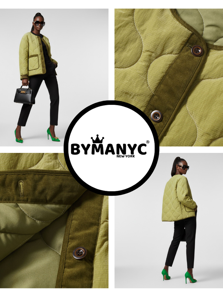 Quilted Jacket New Collection BYMANYC ® New York • Olive Green Utility