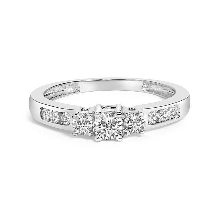 10K White Gold 1/2 Cttw Diamond Three Stone Ring