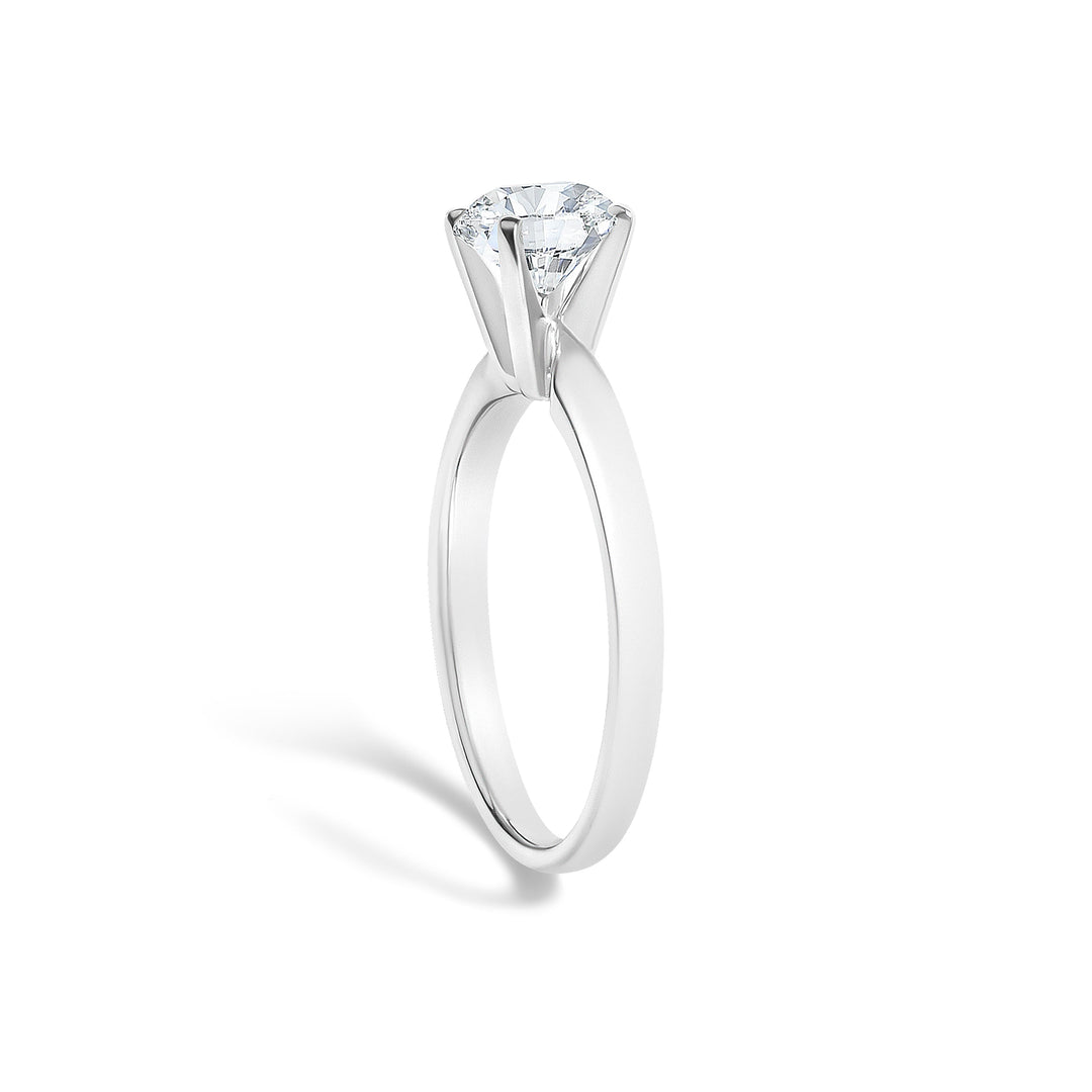 14K White Gold 1.00 Cttw Round Lab Grown Diamond Solitaire Ring