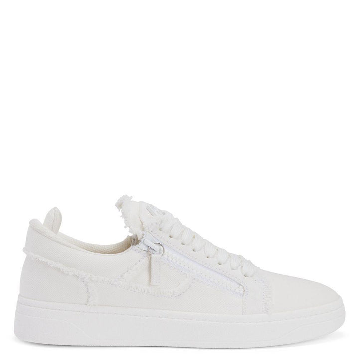 Giuseppe Zanotti GZ94 Sneakers - Chic White Denim Design with Luxurious Metal Detail
