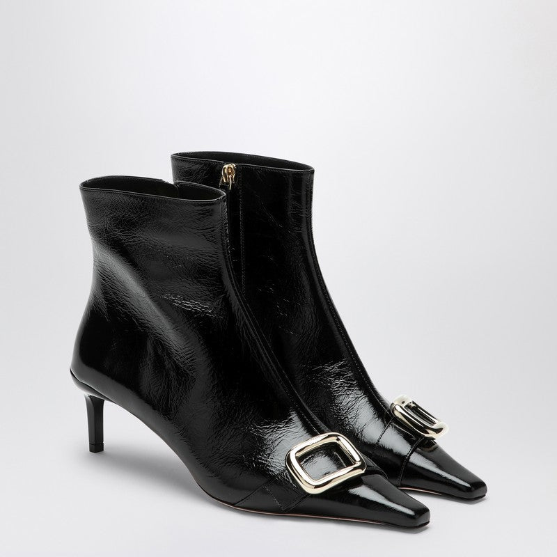 Roger Vivier Black Viv Canard Leather Ankle Boots Women