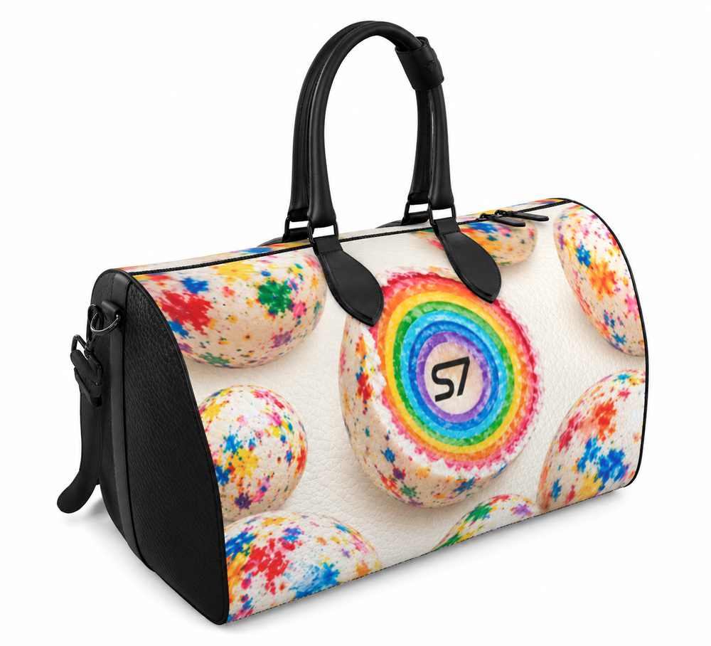 S7 Jawbreakers duffle bag with oversized candy artwork and black handles