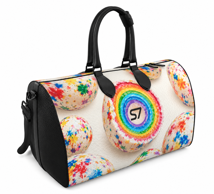 S7 Jawbreakers duffle bag with oversized candy artwork and black handles