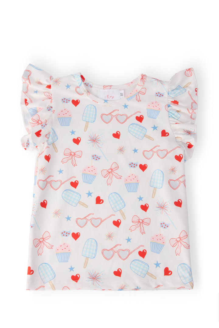 Red, White, &amp; Sweet S/S Ruffle Tee