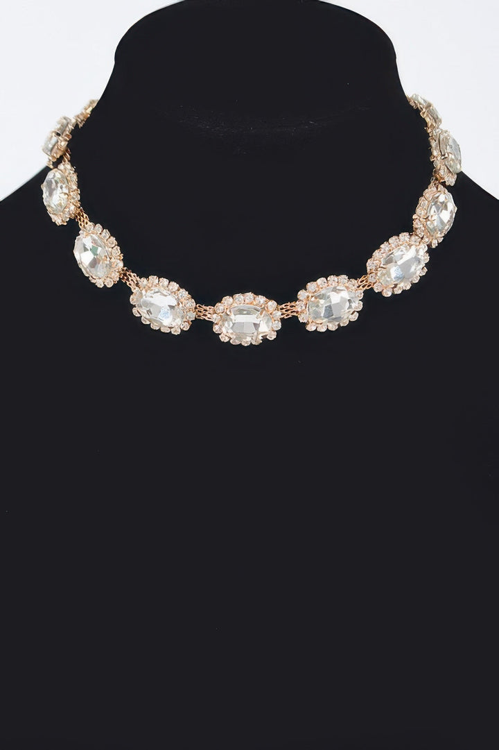 Rhinestone Oval Shape Necklace | Elegant BYMANYC ® New York Style