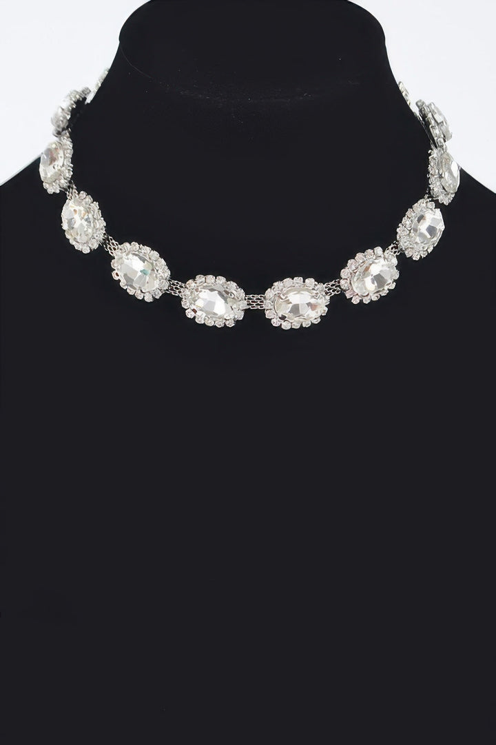 Rhinestone Oval Shape Necklace | Elegant BYMANYC ® New York Style