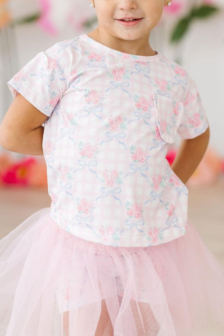 Ribbons &amp; Roses Ruffle Pocket Tee