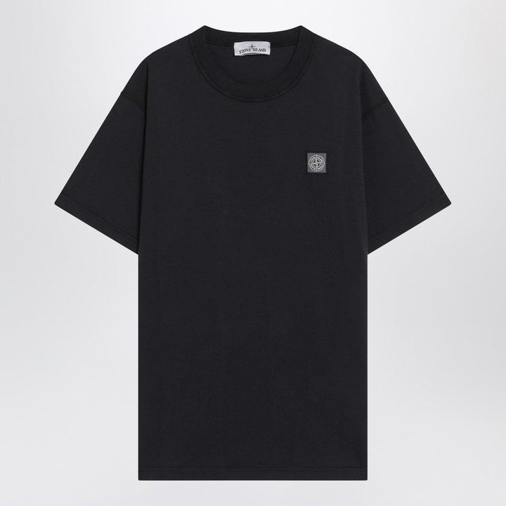 Stone Island Navy Blue Cotton T-Shirt With Logo Patch Men