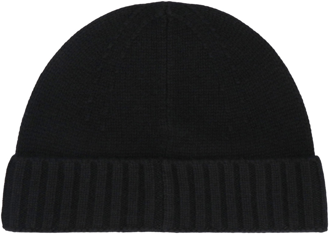 STONE ISLAND Cashmere Hat with Ribbed Cuff and Compass Logo