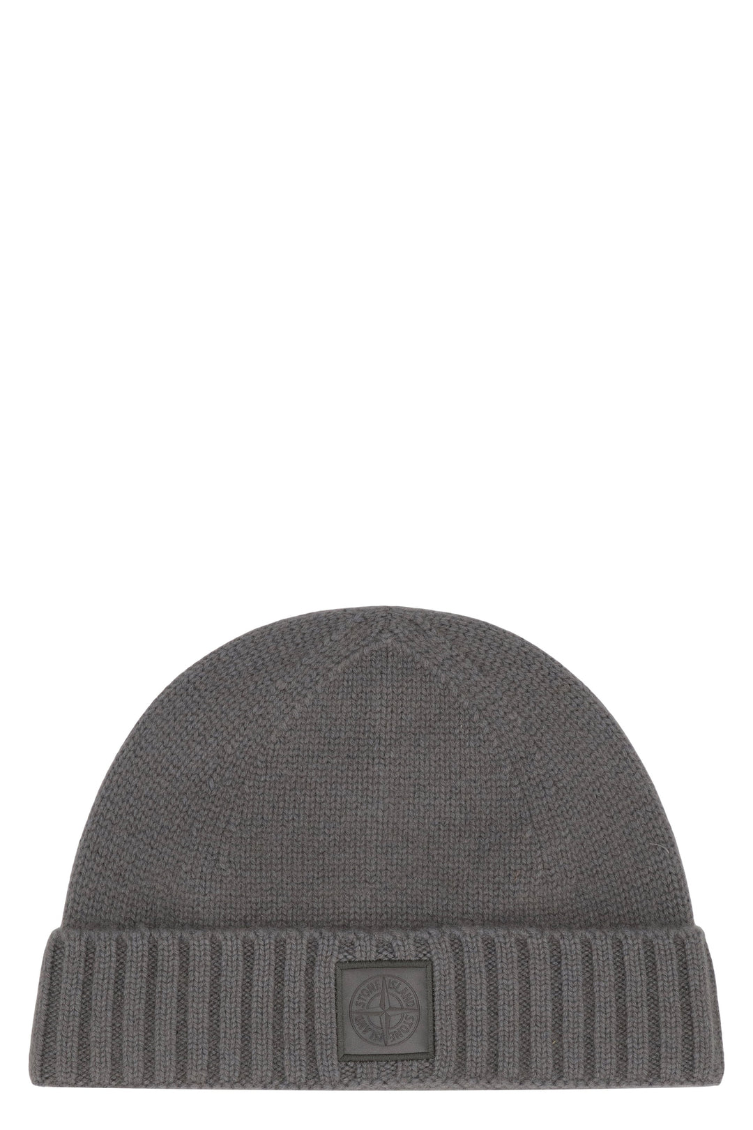 STONE ISLAND Cashmere Hat with Ribbed Cuff and Monochrome Logo