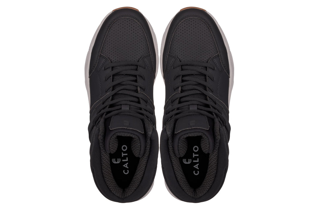 CALTO - S23411 - 3.2 Inches Taller (Black/Grey Sole) - High-Top Height-Boosting Sneaker