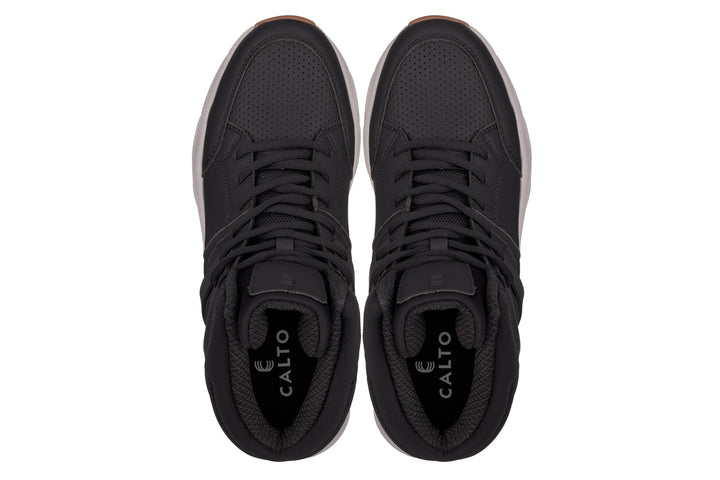 CALTO - S23411 - 3.2 Inches Taller (Black/Grey Sole) - High-Top Height-Boosting Sneaker