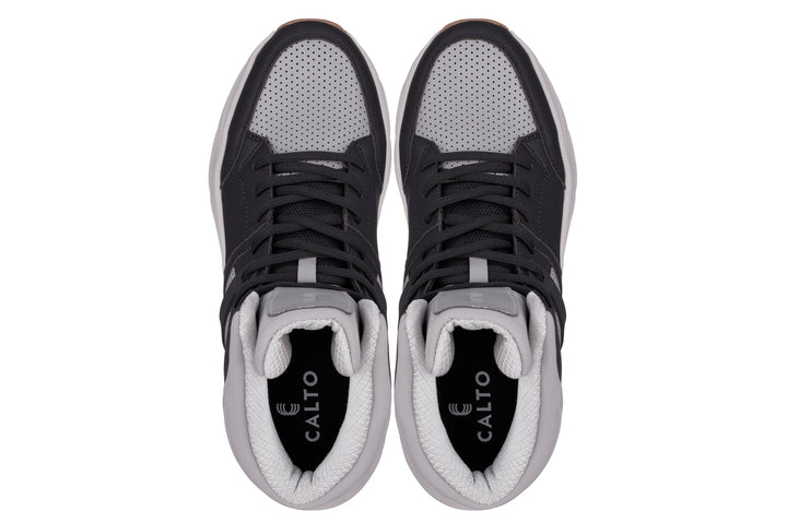 CALTO - S23412 - 3.2 Inches Taller (Black/Grey Sole) - High-Top Height-Boosting Sneaker