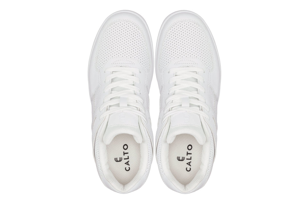 CALTO - S2531 - 2.2 Inches Taller (White) with Gum Sole - Contemporary Casual Sneaker