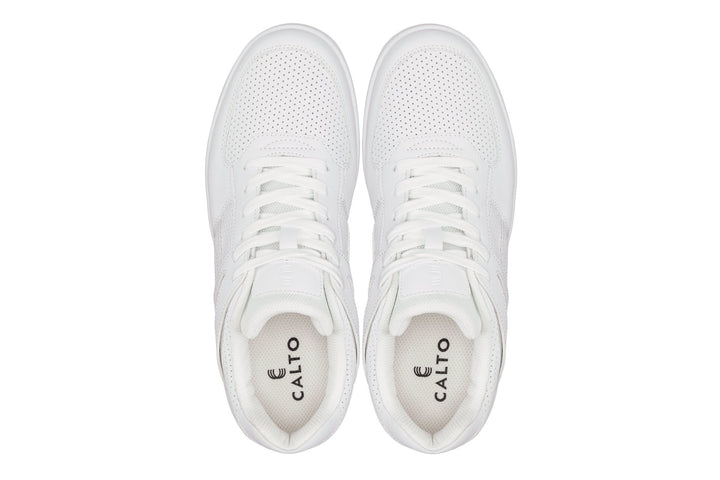 CALTO - S2531 - 2.2 Inches Taller (White) with Gum Sole - Contemporary Casual Sneaker