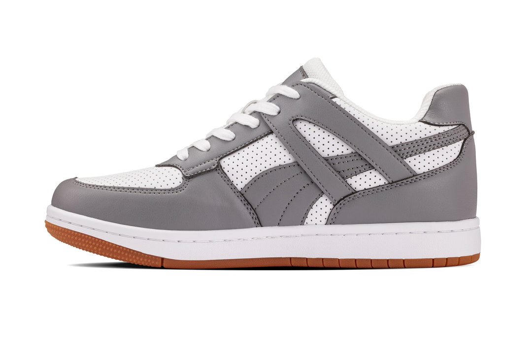 CALTO - S2532 - 2.2 Inches Taller (Grey/White) with Gum Sole - Contemporary Casual Sneaker
