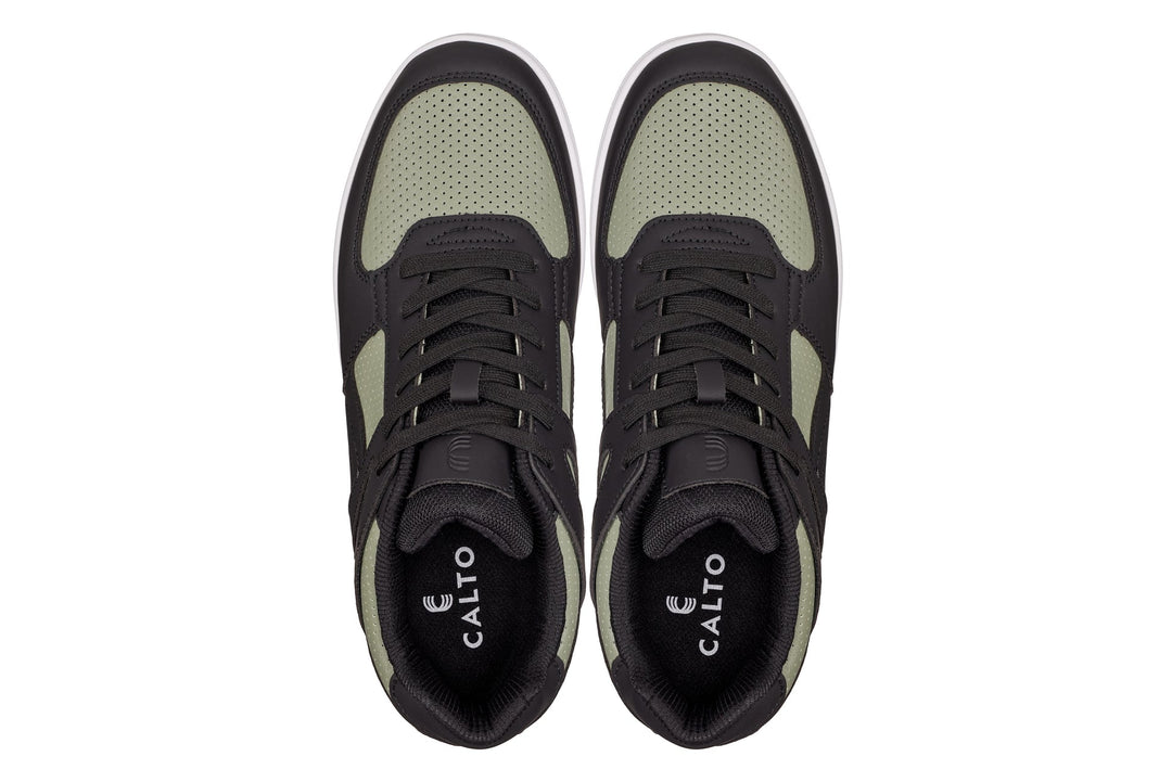 CALTO - S2533 - 2.2 Inches Taller (Black/Green) - Contemporary Casual Sneaker