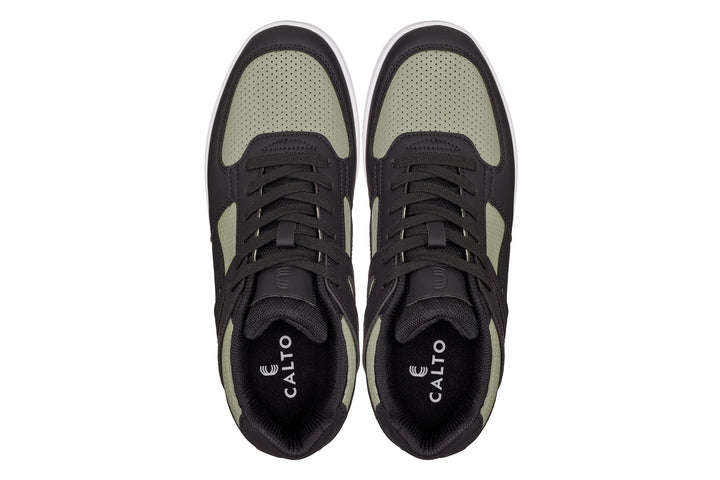 CALTO - S2533 - 2.2 Inches Taller (Black/Green) - Contemporary Casual Sneaker