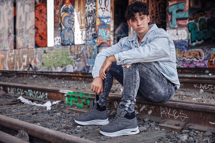 CALTO - S25425 - 3.6 Inches Taller (Grey) - Lightweight Work Style Casual Sneak-Boot