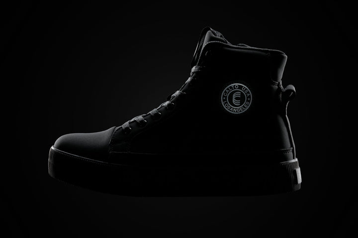 CALTO - S3421 - 2.4 Inches Taller (Black) - Cap Toe High Top Zip-Up Sneaker Boots