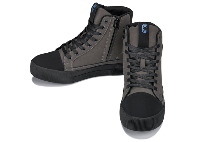 CALTO - S3423 - 2.4 Inches Taller (Grey) - Cap Toe High Top Zip-Up Sneaker Boots