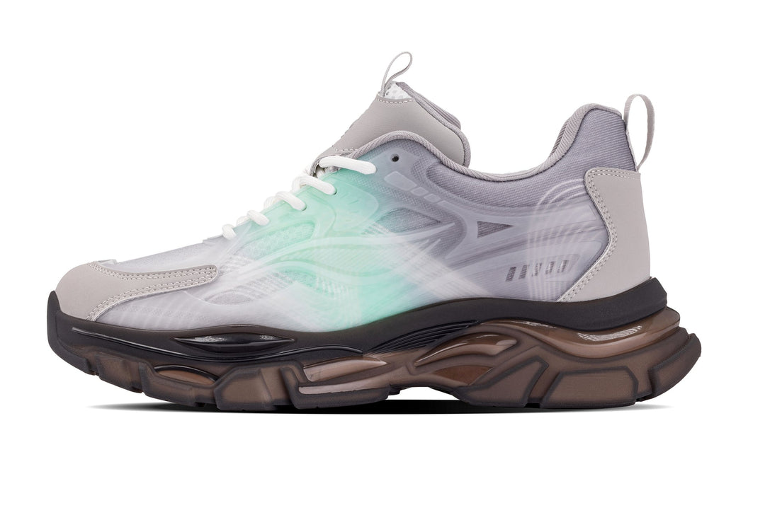 CALTO - S3863 - 2.6 Inches Taller (Green/Grey) - Chunky Sole Sporty Sneakers