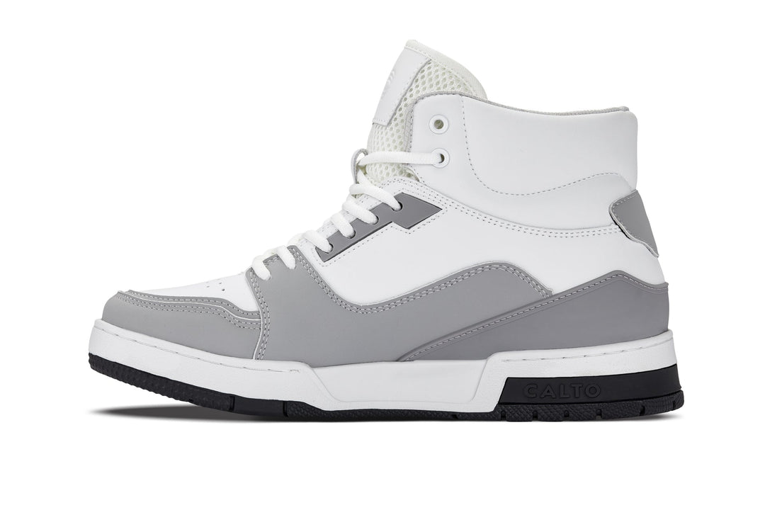 CALTO - S4751 - 3 Inches Taller (White/Grey) - High Top Sneakers