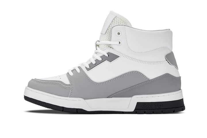 CALTO - S4751 - 3 Inches Taller (White/Grey) - High Top Sneakers