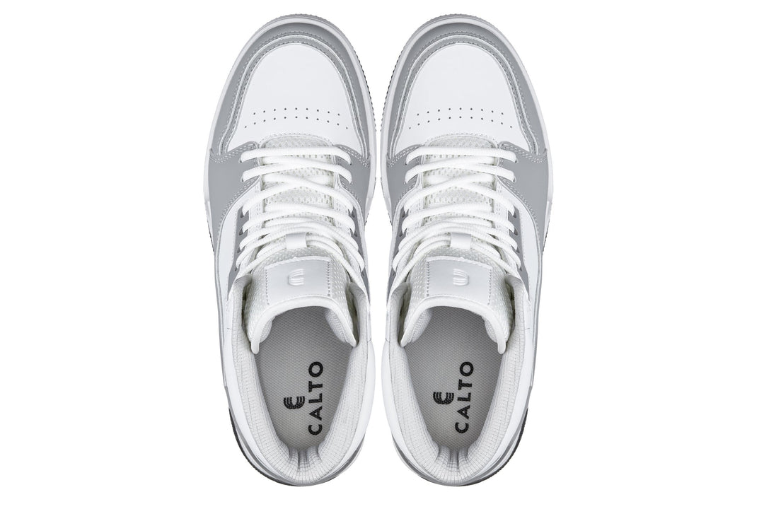 CALTO - S4751 - 3 Inches Taller (White/Grey) - High Top Sneakers