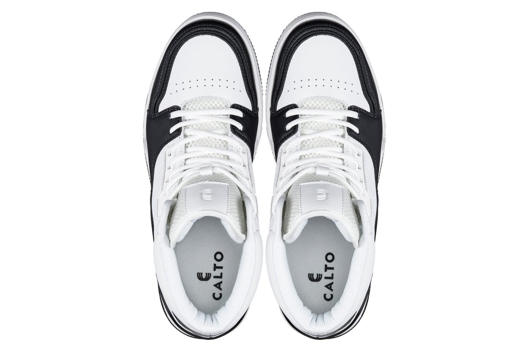 CALTO - S4752 - 3 Inches Taller (White/Black) - High Top Sneakers