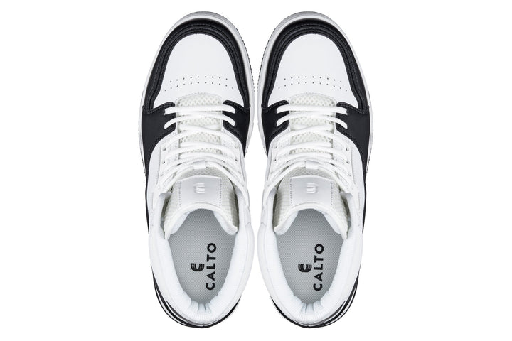 CALTO - S4752 - 3 Inches Taller (White/Black) - High Top Sneakers