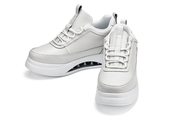 CALTO - S4926 - 3.2 Inches Taller (Bone/White Sole) - Chunky Elevated Platform Sneakers