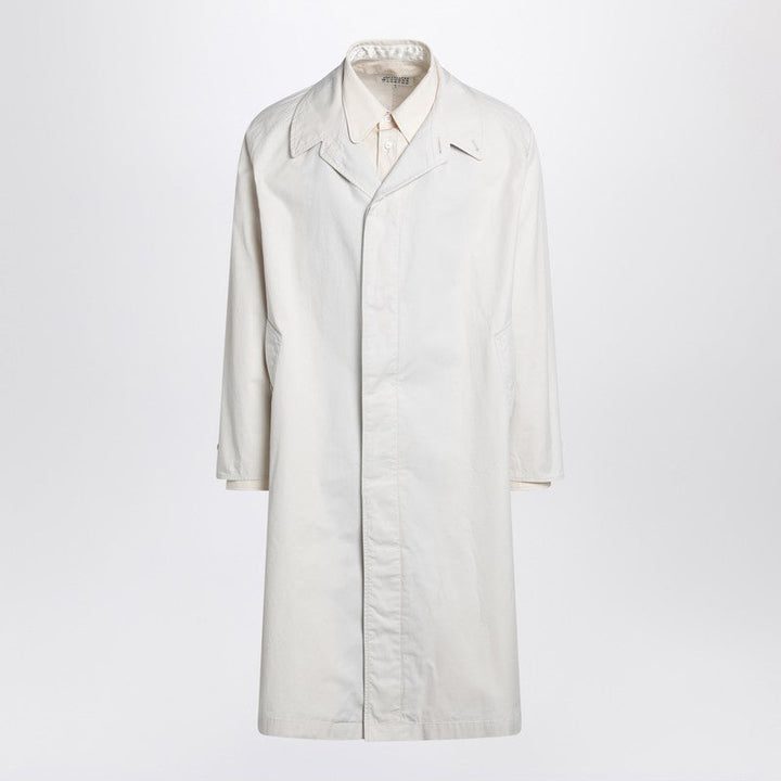 Maison Margiela Single-Breasted Trench Coat Ivory In Cotton Men