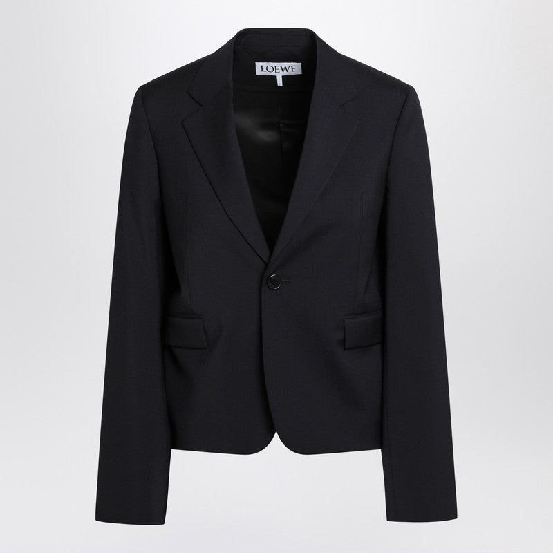 Loewe Navy Blue Single-Breasted Jacket In Wool Women