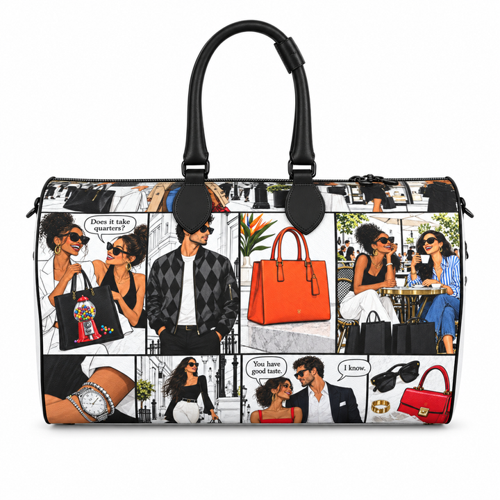 S7 Stylish Side of Town | Comic Print Leather Handbag